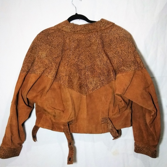 100% Leather Lined Brown Snap Jacket Size M Vtg - Picture 4 of 8
